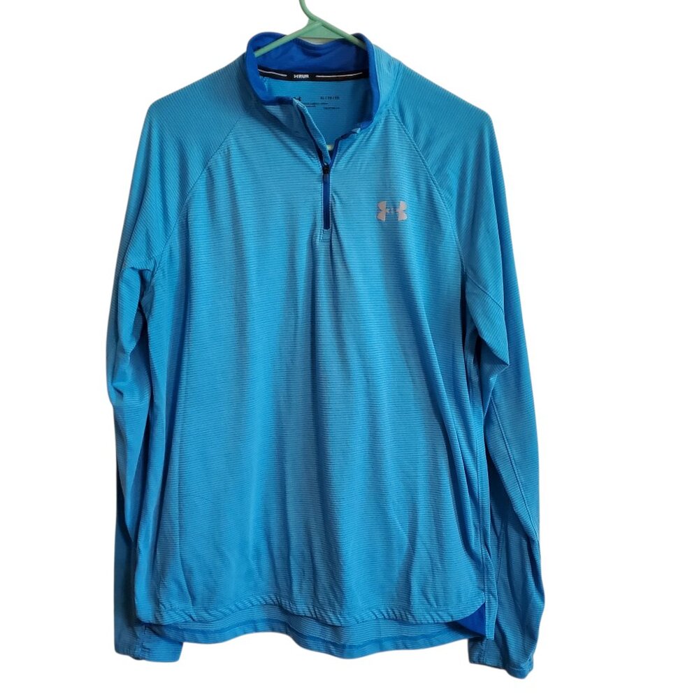 Under Armour HeatGear Run Quarter Zip Long Sleeve Pullover XL‎ Light Blue